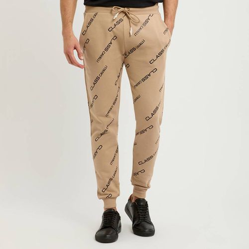 Camel/Black Monogram Print Fleece Joggers - Cavalli Class - Modalova