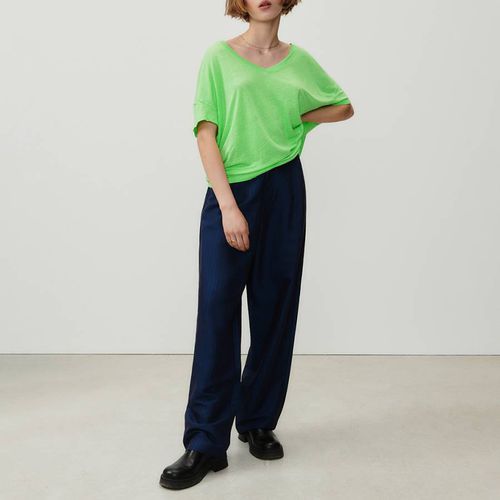 Green Pobsbury V-Neck Linen T-Shirt - American Vintage - Modalova