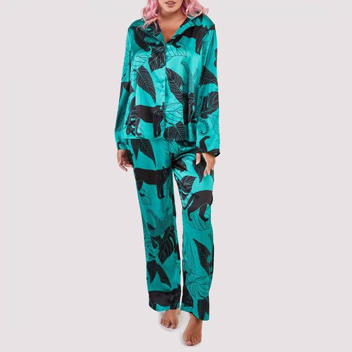 Panther Print Satin Pyjama Set - Playful Promises - Modalova