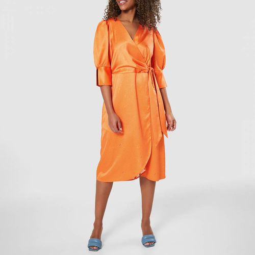 Orange Print Tie Wrap Dress - Closet - Modalova
