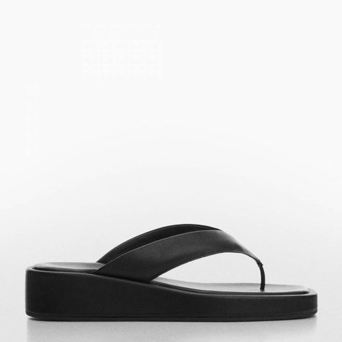 Black Thong Flatform Sandals - Mango - Modalova