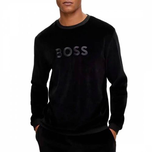Black Cotton Blend Sweatshirt - BOSS - Modalova