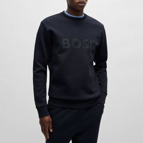 Navy Cotton Blend Sweatshirt - BOSS - Modalova