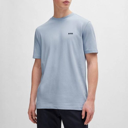 Blue Crew Neck Cotton T-Shirt - BOSS - Modalova
