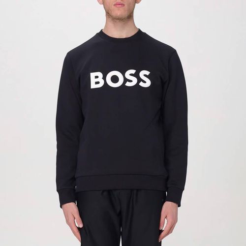 Navy Cotton Blend Sweatshirt - BOSS - Modalova