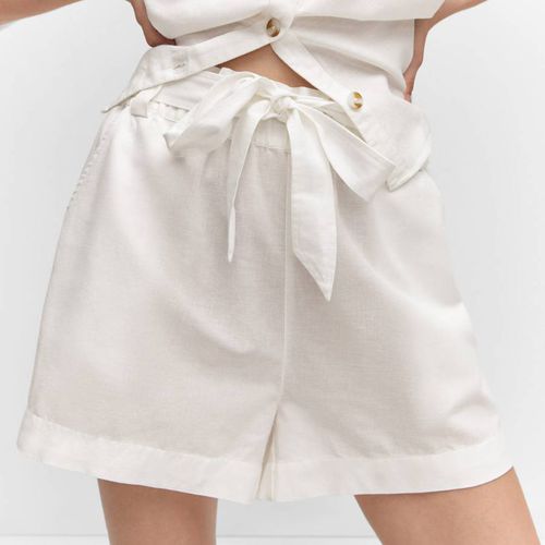White Cotton Linen Blend Shorts - Mango - Modalova