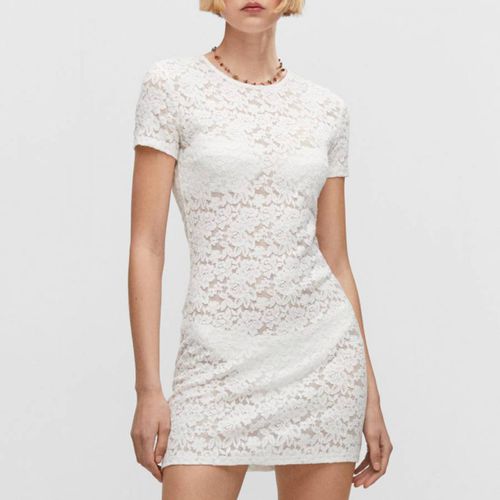 White Guipure Short Dress - Mango - Modalova