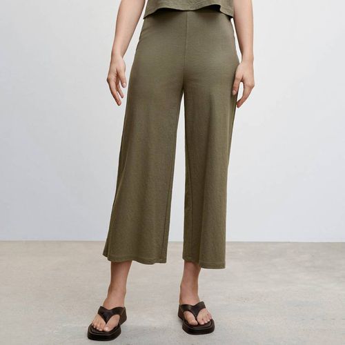 Khaki Cropped Culotte Trousers - Mango - Modalova