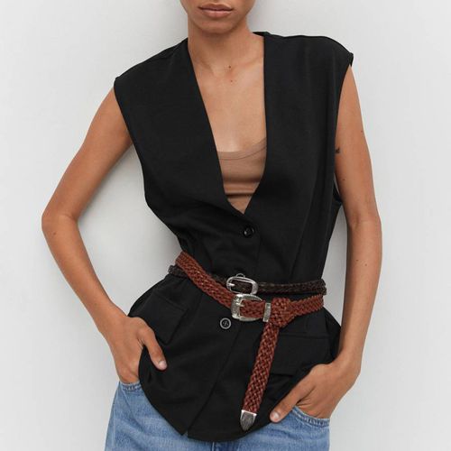 Black Oversized Straight Waistcoat - Mango - Modalova