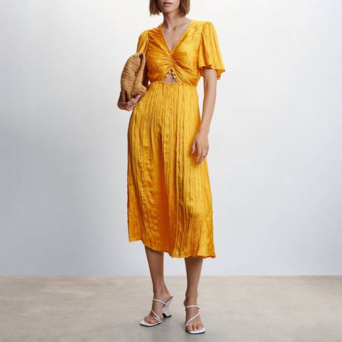 Yellow Side-slit Satin Dress - Mango - Modalova