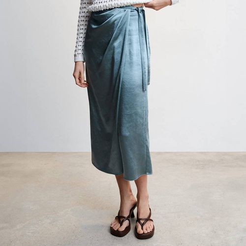 Blue Satin Wrap Skirt - Mango - Modalova