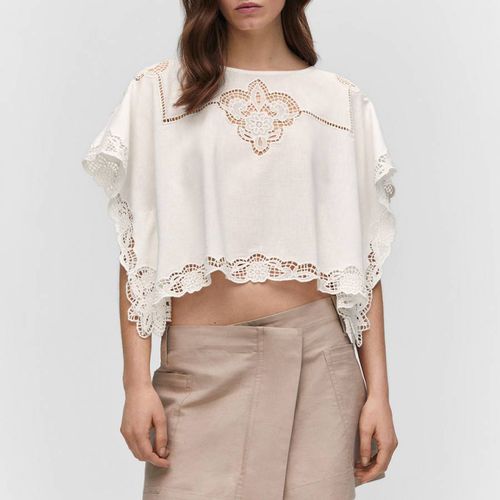 White Embroidered Openwork Blouse - Mango - Modalova