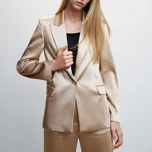 Beige Satin-finish Suit Jacket - Mango - Modalova