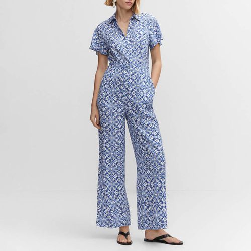 Blue Floral Jumpsuit - Mango - Modalova