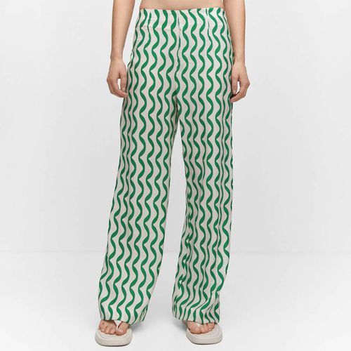 Green Textured Printed Trousers - Mango - Modalova