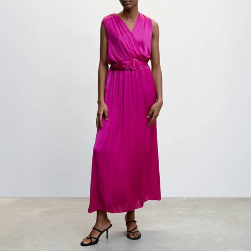 Pink Pleated Satin Dress - Mango - Modalova