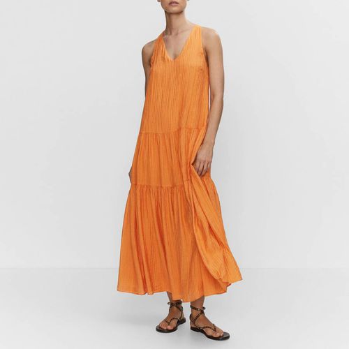 Orange Textured Skater Dress - Mango - Modalova