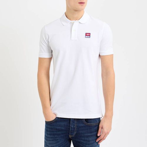 White Logo Cotton Blend Polo Shirt - Diesel - Modalova