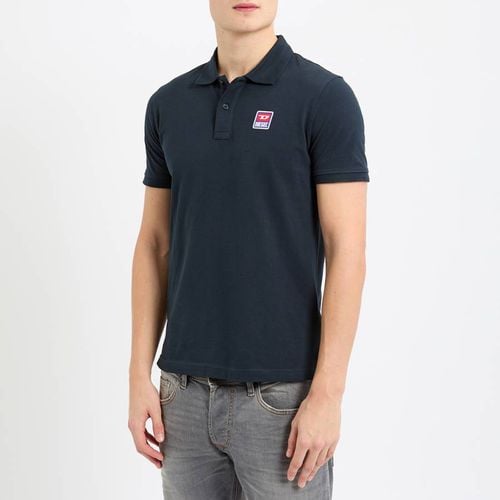 Navy Logo Cotton Blend Polo Shirt - Diesel - Modalova