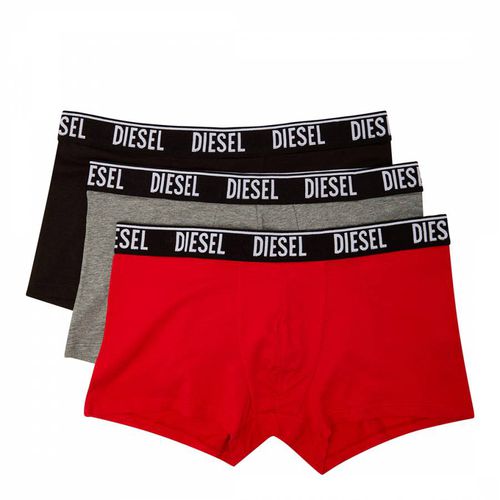 Red/Grey/Black Cotton Blend 3 Pack Boxers - Diesel - Modalova