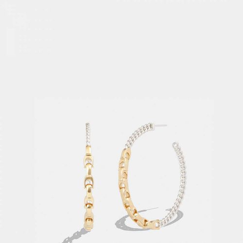 Silver Signature C Mixed Chain Large Hoop Earrings - Coach - Modalova