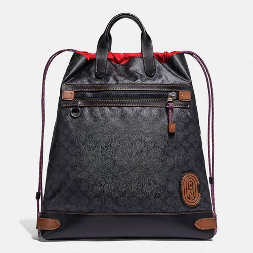 Charcoal Signature Academy Drawstring Backpack With Patch - Coach - Modalova