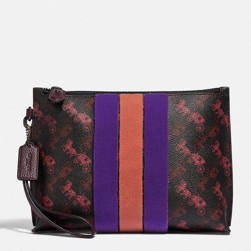 Oxblood Horse And Carriage Coated Canvas Varsity Stripe Charlie Pouch - Coach - Modalova