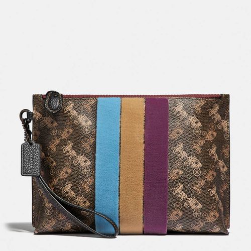 Brown Orchid Horse And Carriage Coated Canvas Varsity Stripe Charlie Pouch - Coach - Modalova
