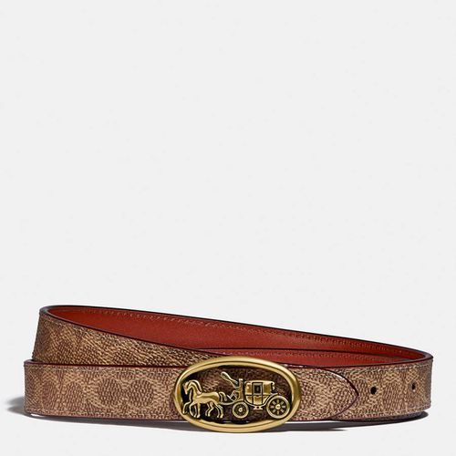 Tan Rust 20mm Horse And Carriage Medallion Coated Canvas Reversible Belt - Coach - Modalova