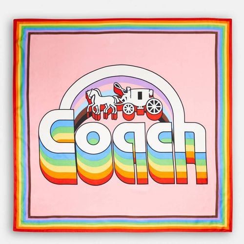 Rainbow Horse And Carriage Printed Silk Square Scarf - Coach - Modalova