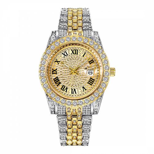 K & Silver Two Tone Embellished Champagne Dial Watch - Stephen Oliver - Modalova