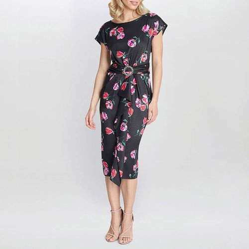 Saffron Floral Print Satin Dress - Gina Bacconi - Modalova