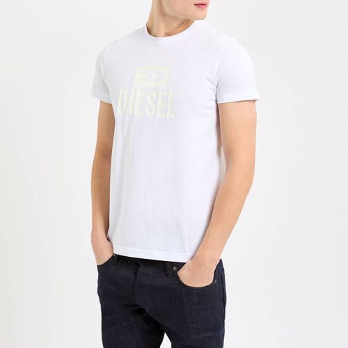 White Logo Print Cotton T-Shirt - Diesel - Modalova