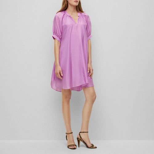 Pink Diflowu V-Neck Silk Mini Dress - BOSS - Modalova