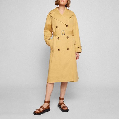 Beige Copala Double Breasted Cotton Trench Coat - BOSS - Modalova