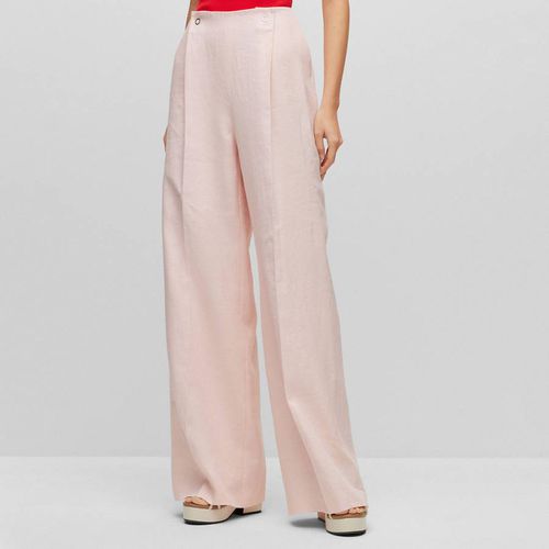 Pale Tapito Linen Blend Trousers - BOSS - Modalova