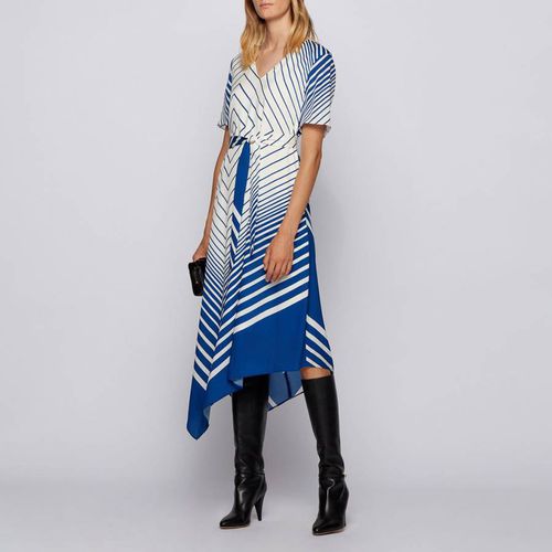 Blue Divanka Silk Blend Midi Dress - BOSS - Modalova