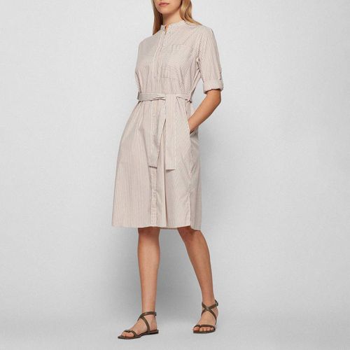 C_Damona Stripe Cotton Blend Shirt Dress - BOSS - Modalova