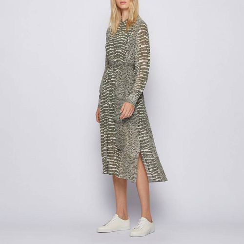 Green Destorya Printed Midi Dress - BOSS - Modalova