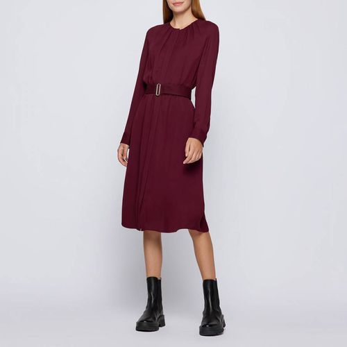 Dark Red Dibanora Belted Dress - BOSS - Modalova