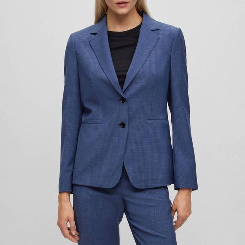 Blue Jasewa Single Breasted Wool Blazer - BOSS - Modalova