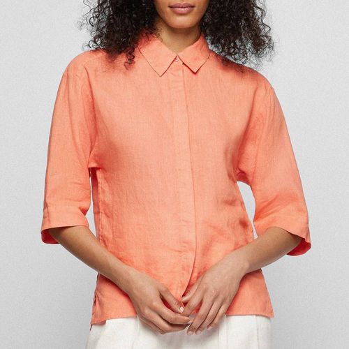 Coral C_Bilina Short Sleeve Linen Shirt - BOSS - Modalova