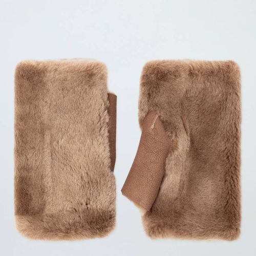 Butterscotch Shearling Fingerless Mittens - NÂ°Â· Eleven - Modalova