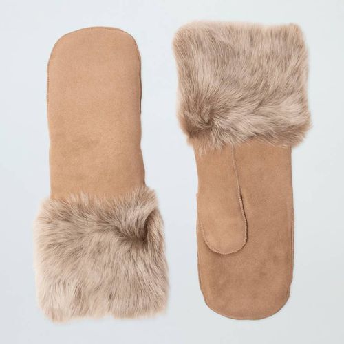 Butterscotch Shearling Suede Mittens - N°· Eleven - Modalova