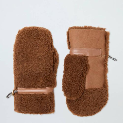 Caramel Shearling Teddy Mittens - N°· Eleven - Modalova