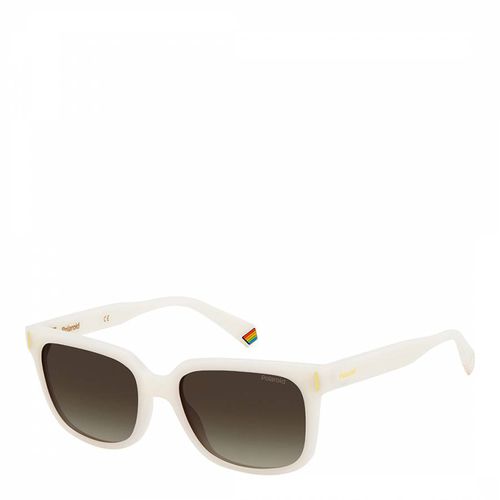 White Rectangular Sunglasses 54mm - Polaroid - Modalova