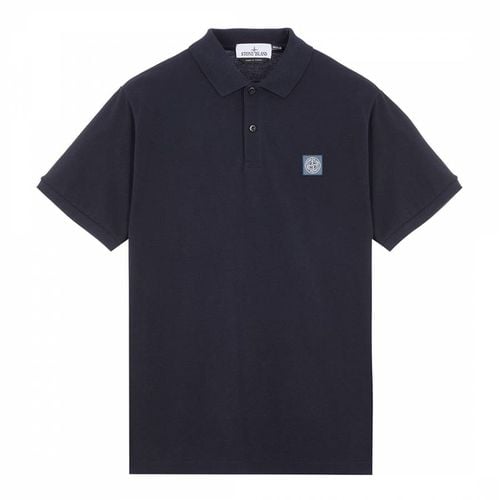 Navy Cotton Pique Polo Shirt - Stone Island - Modalova