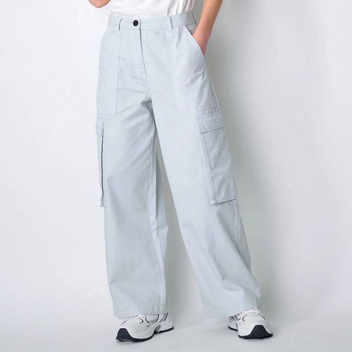 Grey Cargo Cotton Trousers - Burgs - Modalova