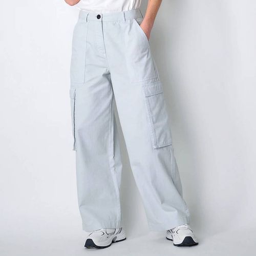 Grey Cotton Cargo Trousers - Burgs - Modalova