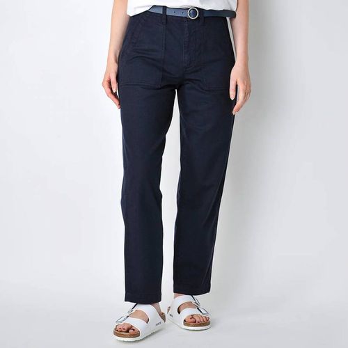 Navy Cambourne Cotton Trousers - Burgs - Modalova